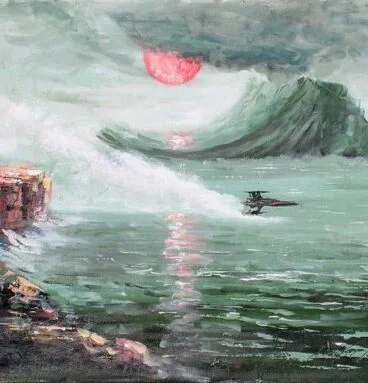 Green X-Wing Starfighter Landscape Art