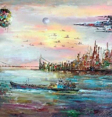Sci-fi City with X-Wing Fighters