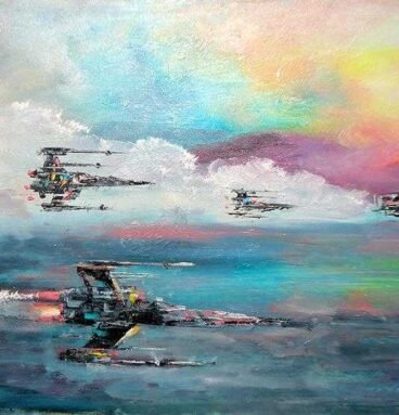X-Wing Starfighters over the sea canvas print