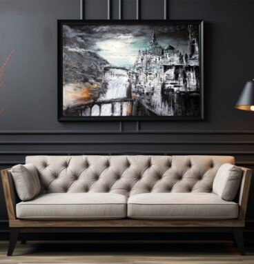 Dale - The Hobbit Painting, Middle Earth Handmade Art, The Clouds Burst