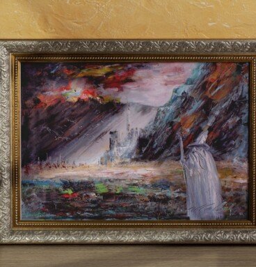 Lord of the Rings Oil Painting, Minas Tirith & Gandalf Handmade LOTR Art