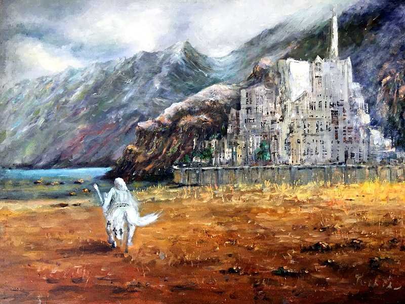 Gandalf's Ride to Minas Tirith, oil painting by Naci Caba