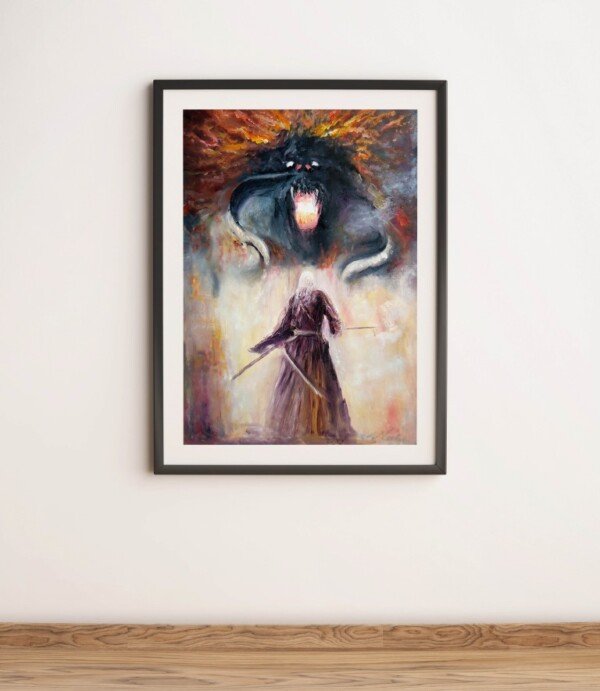 Gandalf vs Balrog Canvas Print, Battle of the Peak GaleriFoton
