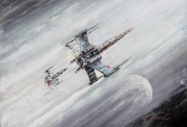 Gray X Wings Oil Painting - Star Wars Painting by Naci Caba