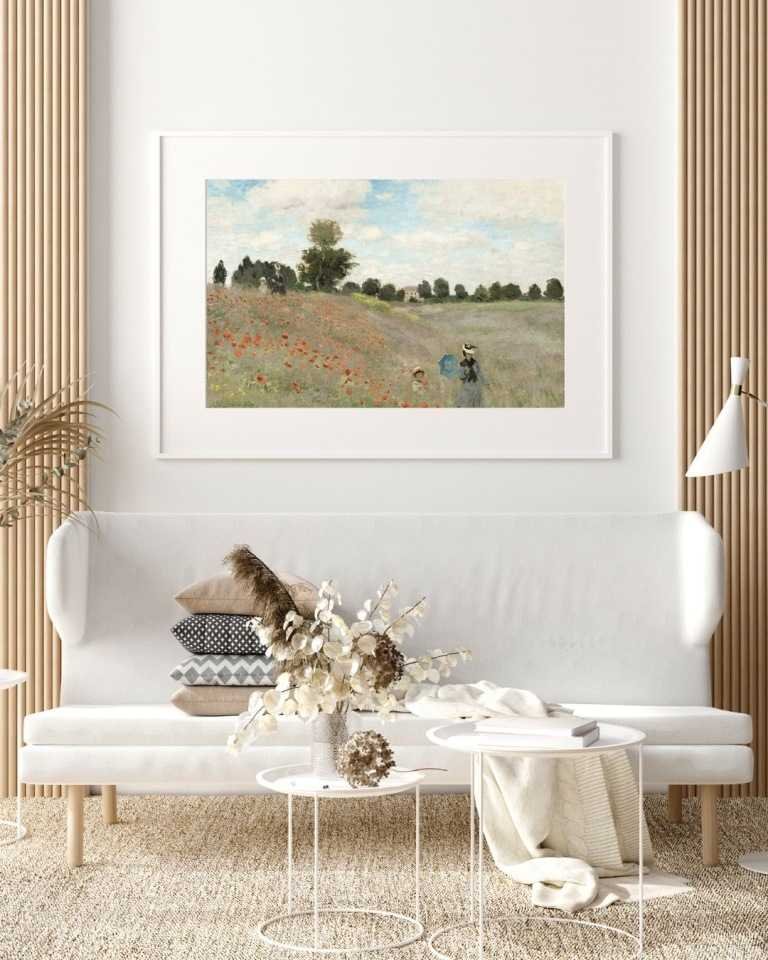 Reproduction Tableau Claude Monet Coquelicots - Toile Encadrée, Tailles 20x14 Et 30x20