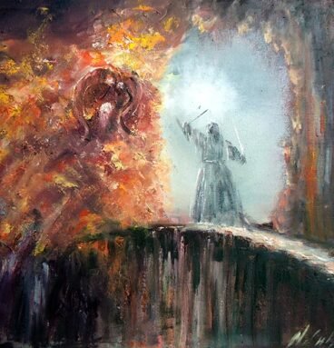 Gandalf vs Balrog Scene Wall Art & Handmade Home Decor Gift