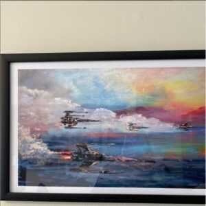 Framed X-Wing print in a customer's home