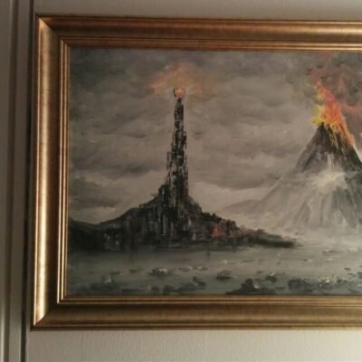 Framed Mordor painting in a customer's home