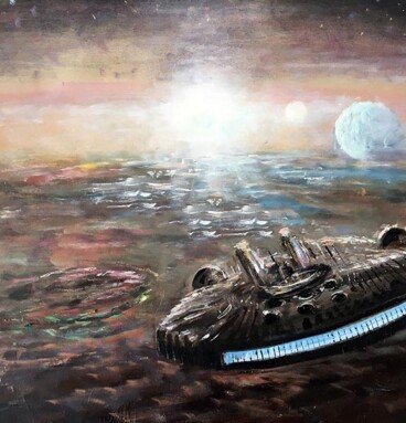 Handmade Millennium Falcon Wall Art Print on Canvas Unique Star