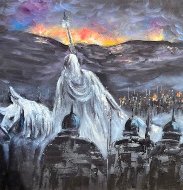 Gandalf Oil Painting, LOTR Handmade Art Gift, Siege of Gondor Painting
