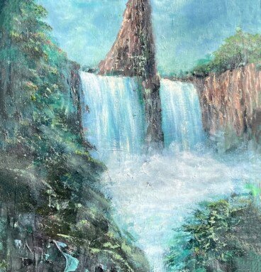 Falls of Rauros Painting, Handmade Lord of the Rings Painting