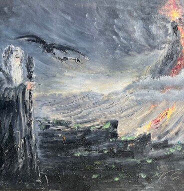 Wizard at Mordor LOTR Oil Painting on Canvas by Naci Caba