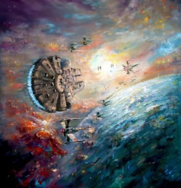 Millennium Falcon Star Wars Poster | Epic Space Battle Canvas