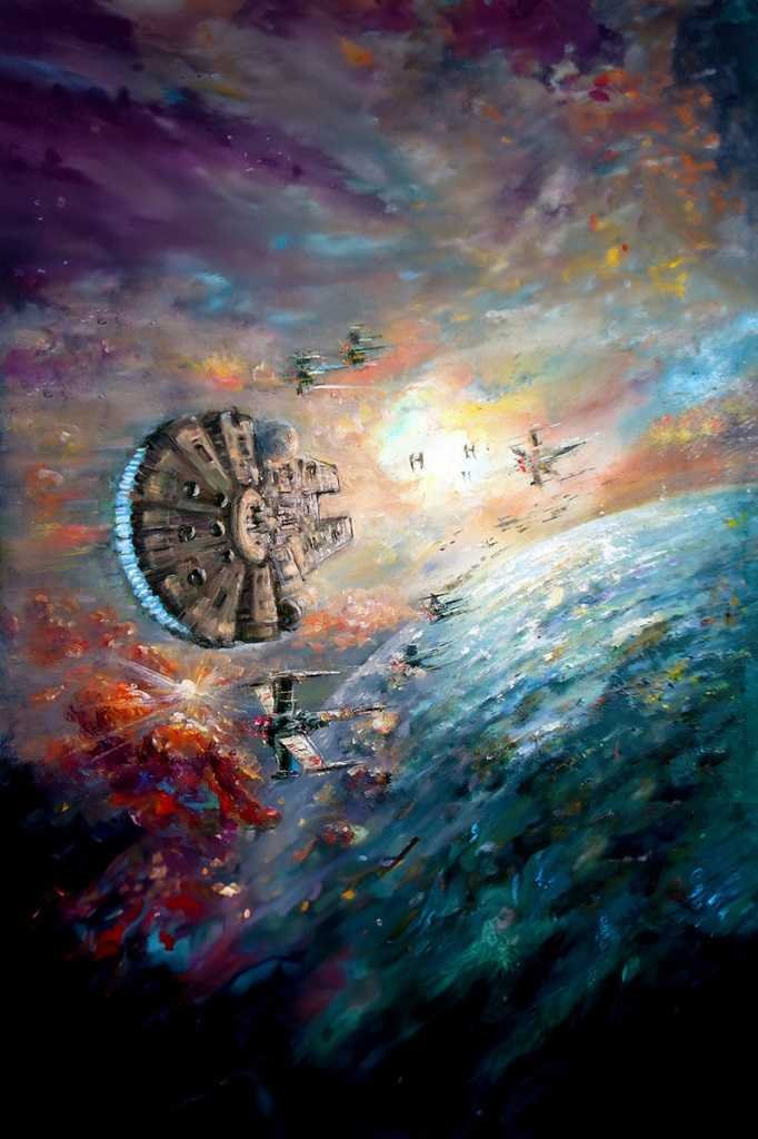 Millennium Falcon Flying In Space