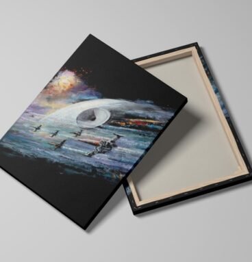 Death Star Poster | Star Wars X-Wing Battle Canvas Art Print - Image 4