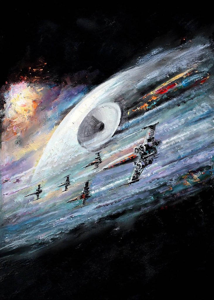 Death Star Poster | Star Wars X-Wing Battle Canvas Art Print