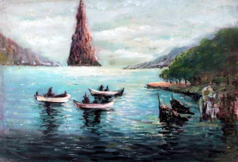 Nen Hithoel Lake, original oil painting on canvas by Naci Caba